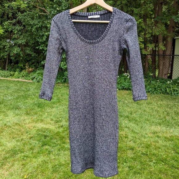 Mango Metallic Knit Sweater Dress US XS - Picture 4 of 8